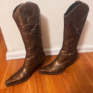 BCB Girls Steampunk Bronze Metallic Womens cowgirl boots